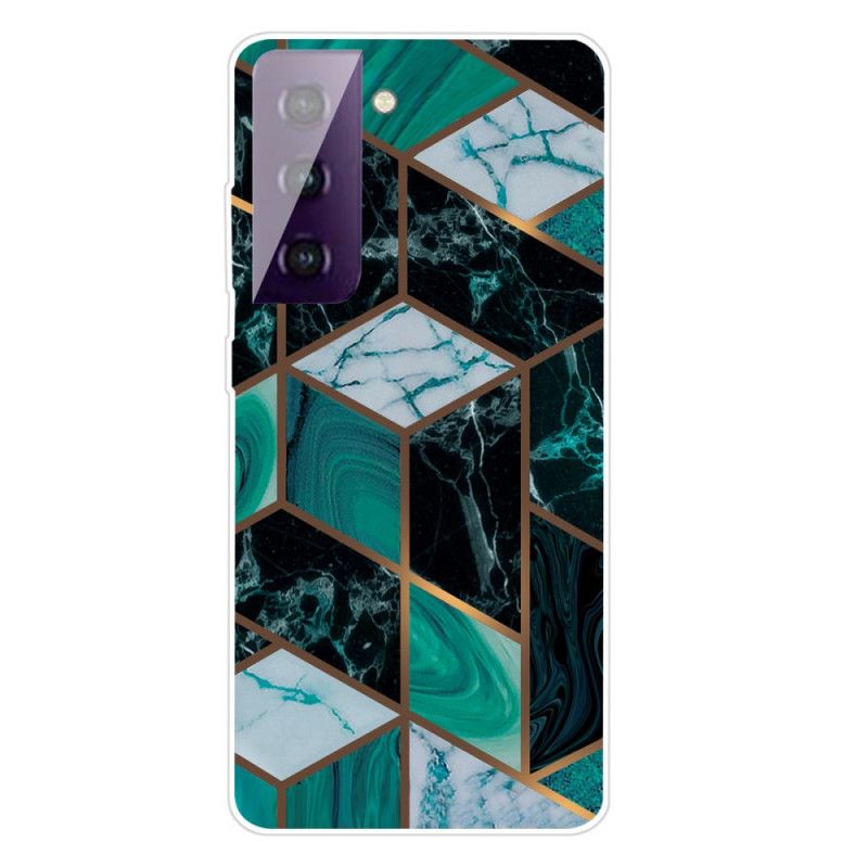 Cover Samsung Galaxy S21 5G Sort Geometrisk Marmor Beskyttelse