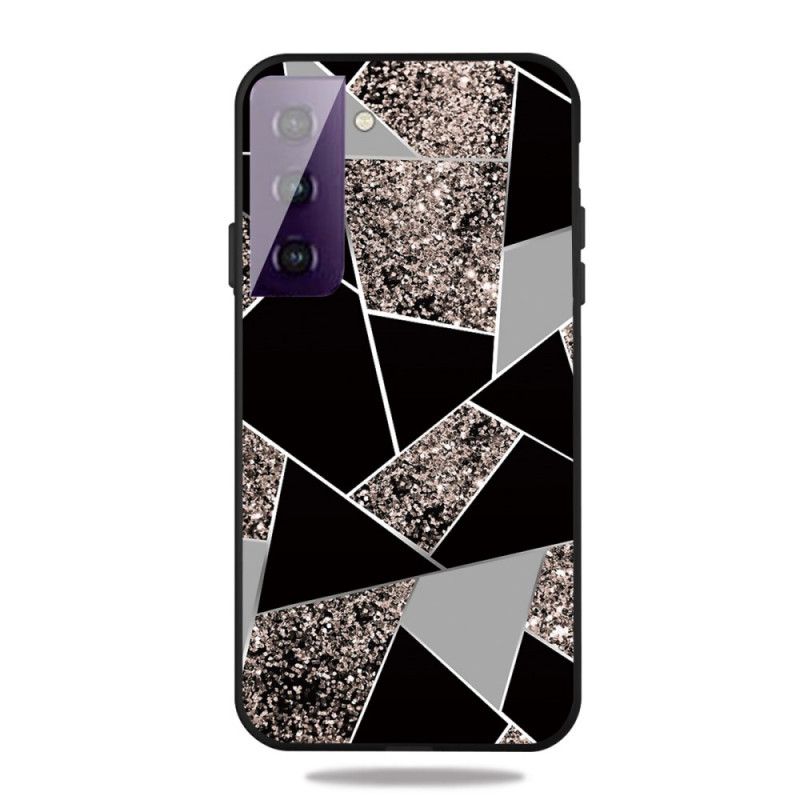 Cover Samsung Galaxy S21 5G Sort Marmorfarvet Geometri