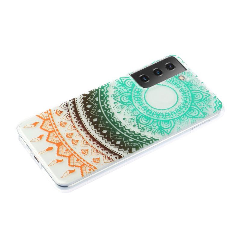 Cover Samsung Galaxy S21 5G Sort Mobilcover Gennemsigtig Blomstermandala