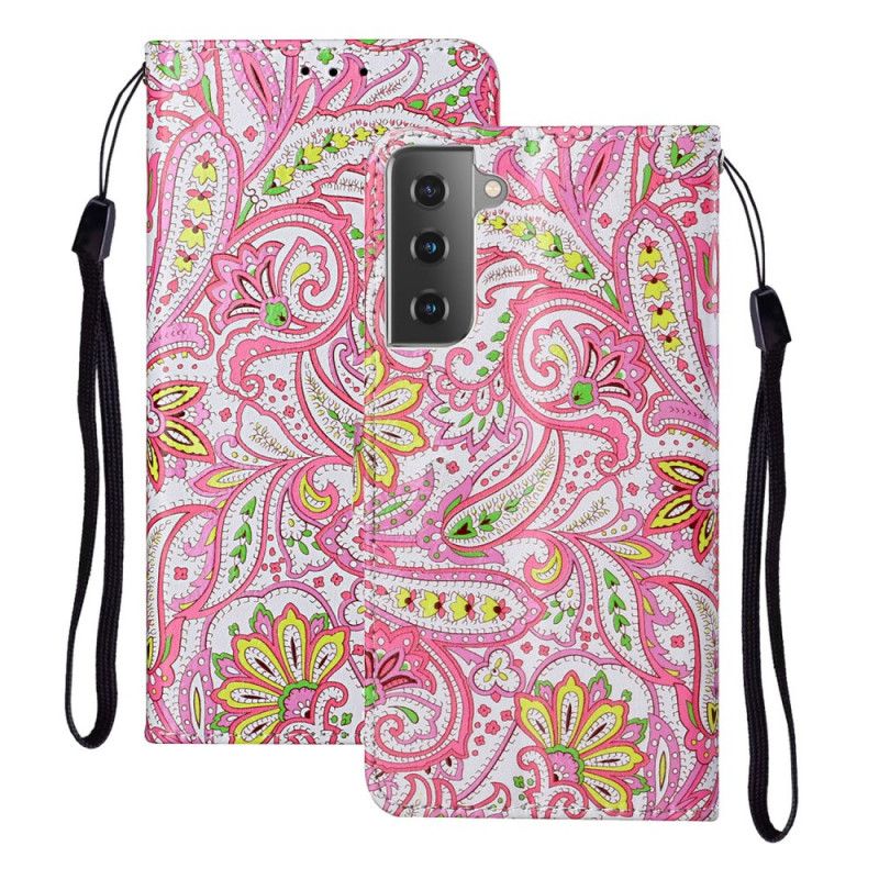 Flip Cover Læder for Samsung Galaxy S21 5G Blomstermønstre