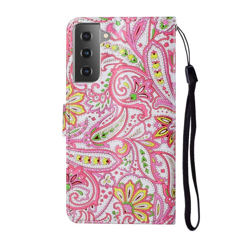 Flip Cover Læder for Samsung Galaxy S21 5G Blomstermønstre