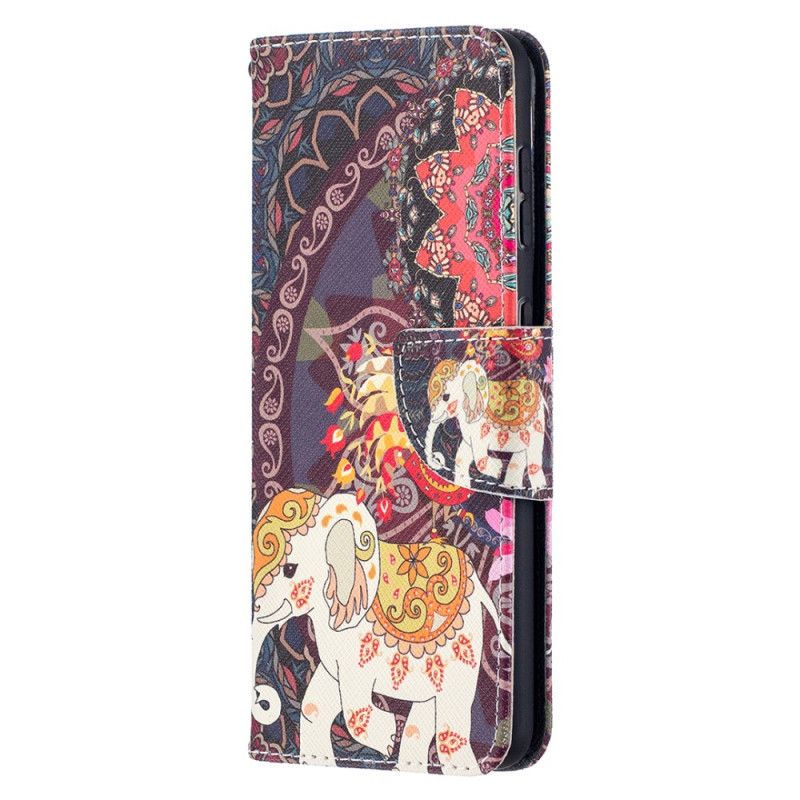 Flip Cover Læder for Samsung Galaxy S21 5G Etnisk Elefantmandala