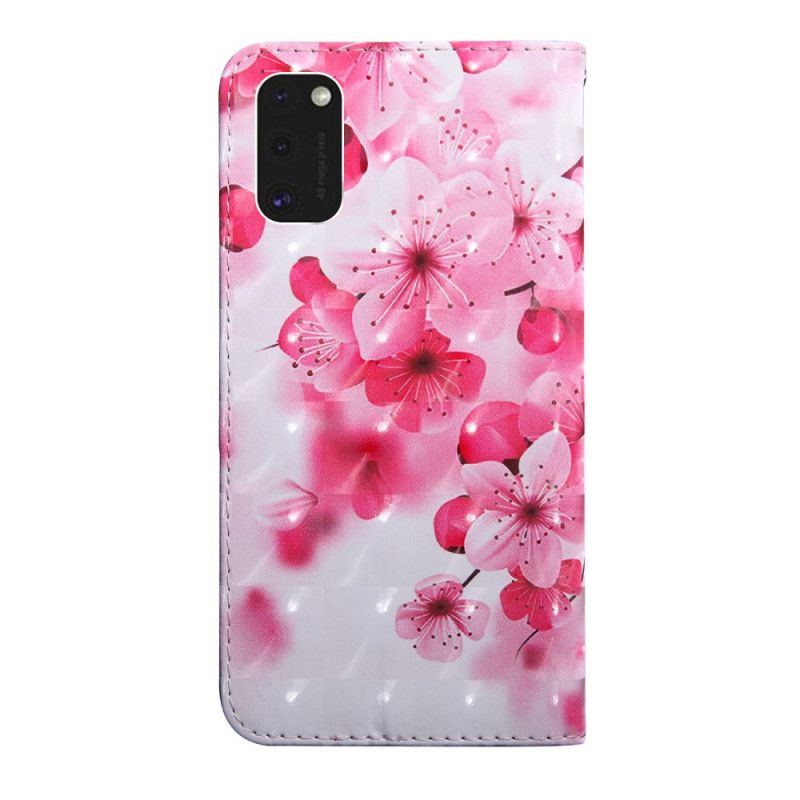 Flip Cover Læder for Samsung Galaxy S21 5G Lyserøde Blomster