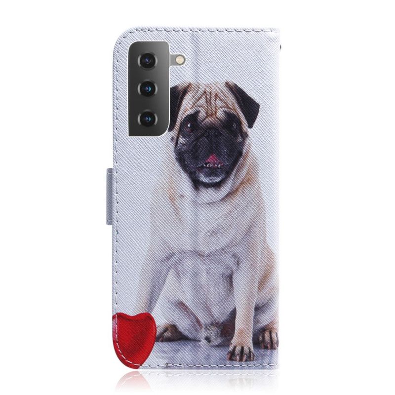 Flip Cover Læder for Samsung Galaxy S21 5G Mops Hund