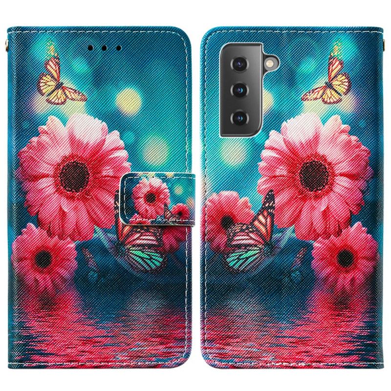 Flip Cover Læder for Samsung Galaxy S21 5G Sort Hvorfor Ikke Sommerfugle?