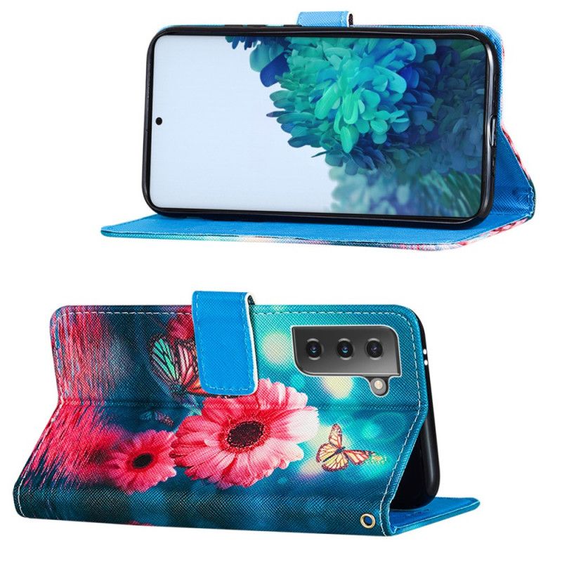 Flip Cover Læder for Samsung Galaxy S21 5G Sort Hvorfor Ikke Sommerfugle?