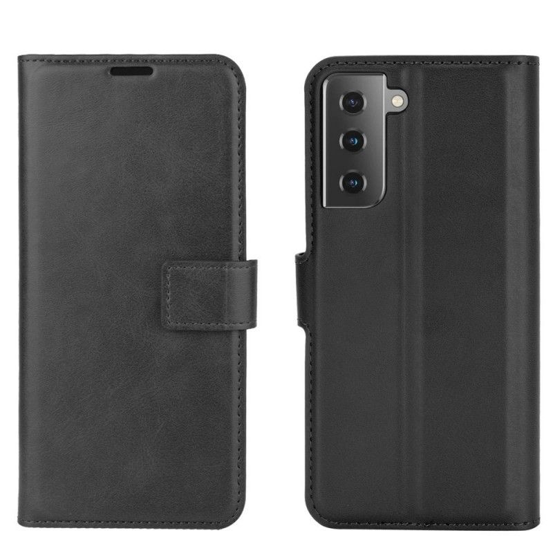 Flip Cover Læder for Samsung Galaxy S21 5G Sort Slankt Imiteret Læder