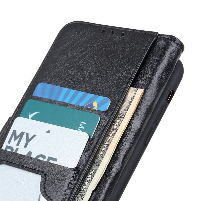 Flip Cover Læder for Samsung Galaxy S21 5G Sort Struktureret Kunstlæder