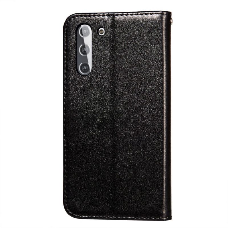 Flip Cover Læder for Samsung Galaxy S21 5G Sort Vendbar Låsestil