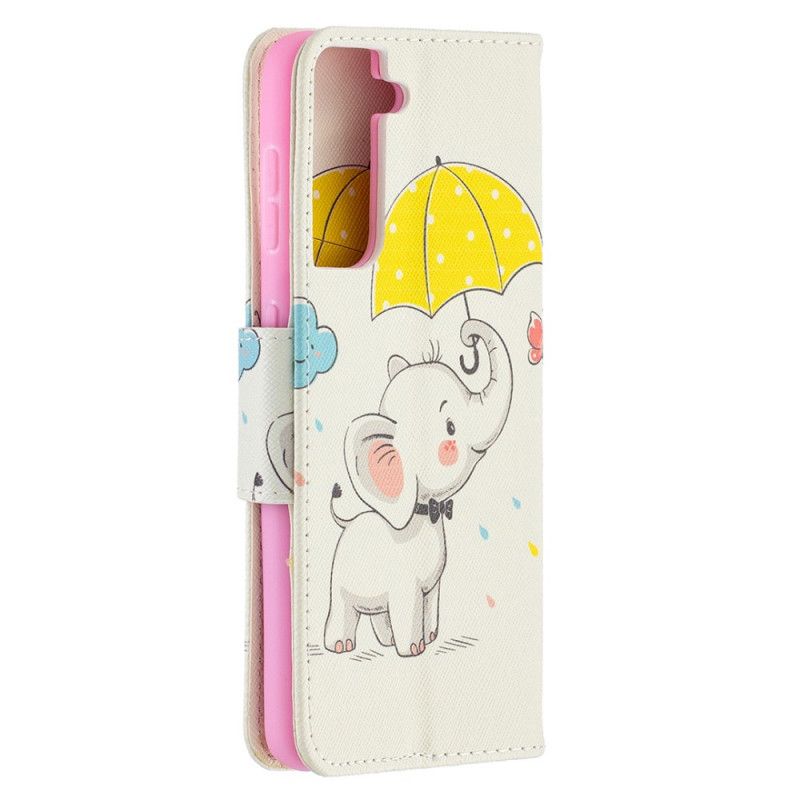 Flip Cover Læder Samsung Galaxy S21 5G Baby Elefant