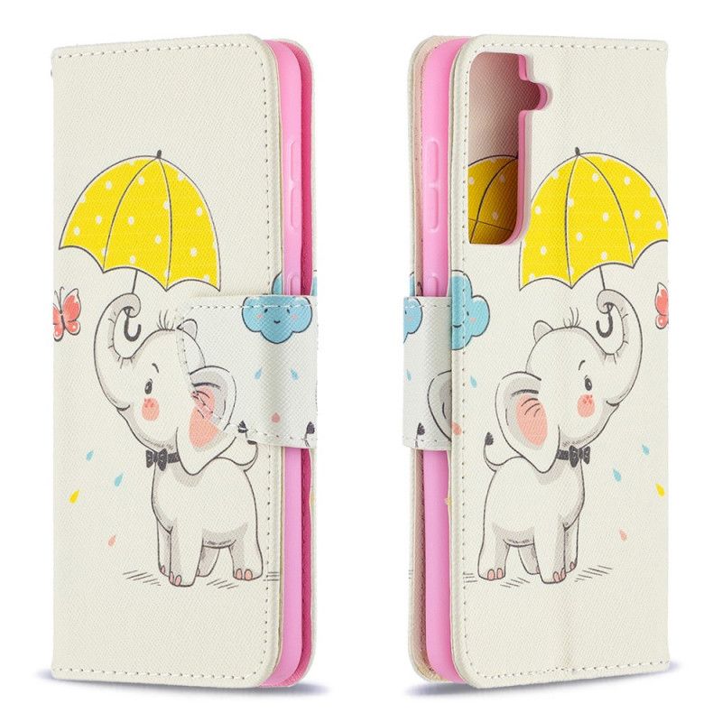 Flip Cover Læder Samsung Galaxy S21 5G Baby Elefant