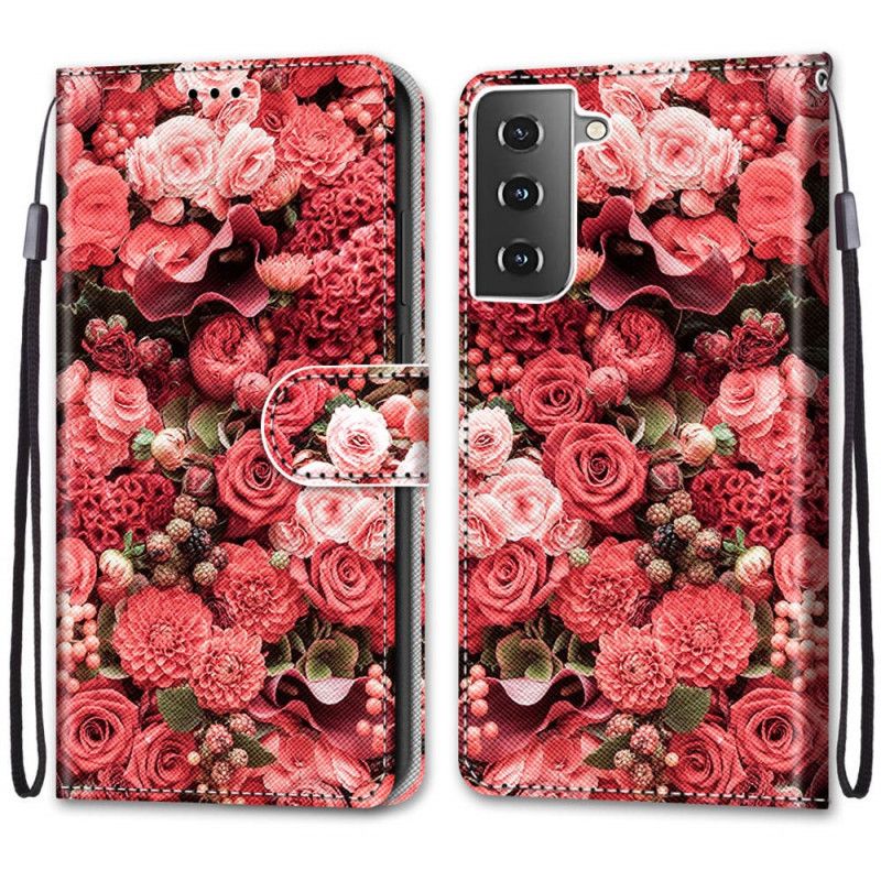 Flip Cover Læder Samsung Galaxy S21 5G Blomsterromantik