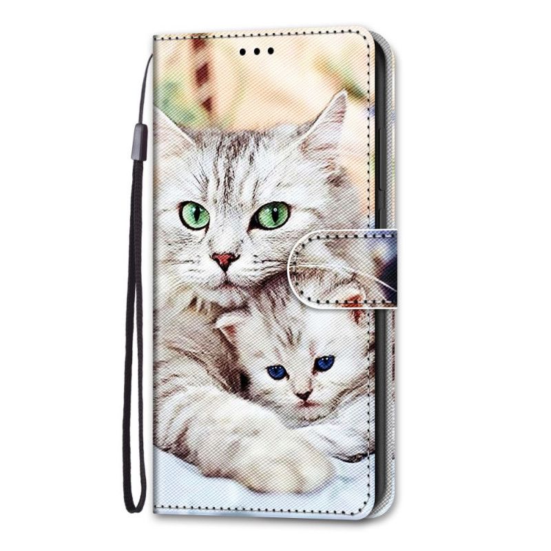 Flip Cover Læder Samsung Galaxy S21 5G Familie Af Katte