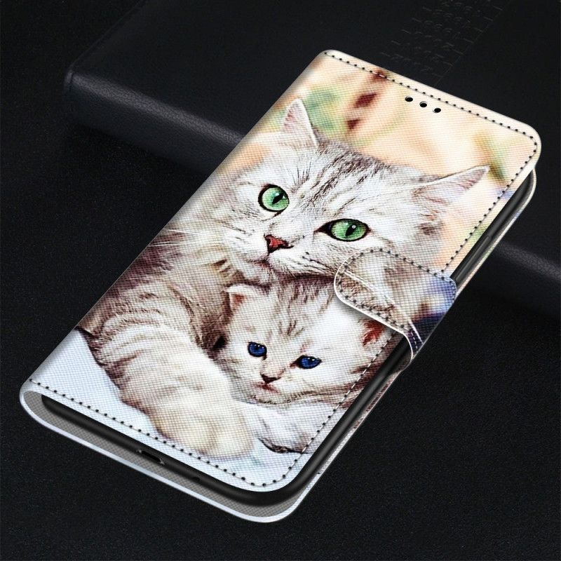 Flip Cover Læder Samsung Galaxy S21 5G Familie Af Katte