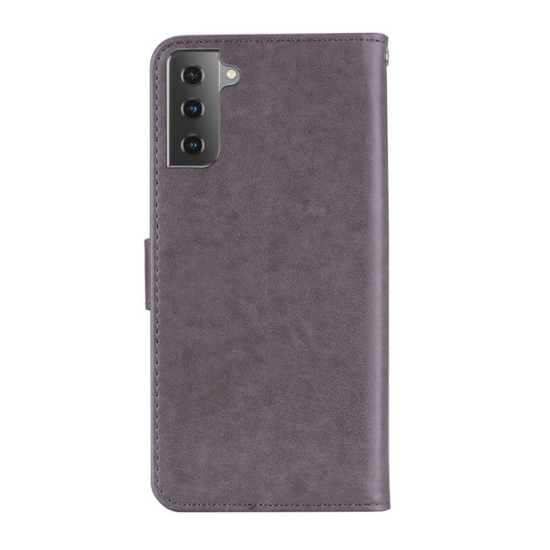 Flip Cover Læder Samsung Galaxy S21 5G Grå Uglemandala Og Charme