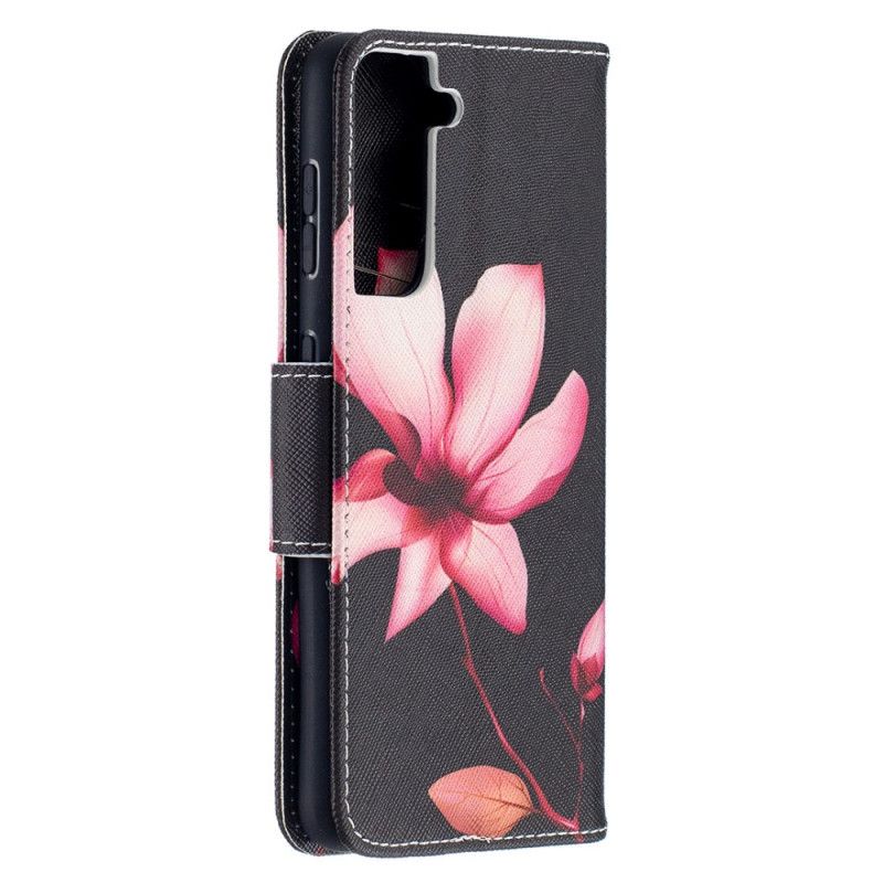 Flip Cover Læder Samsung Galaxy S21 5G Lyserød Blomst Beskyttelse