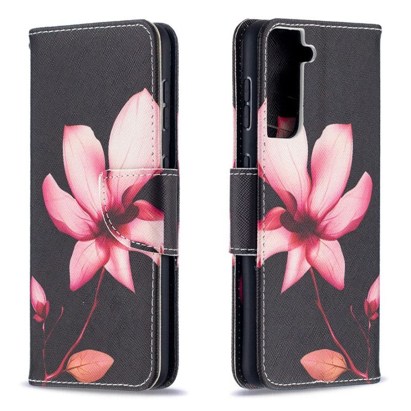 Flip Cover Læder Samsung Galaxy S21 5G Lyserød Blomst Beskyttelse