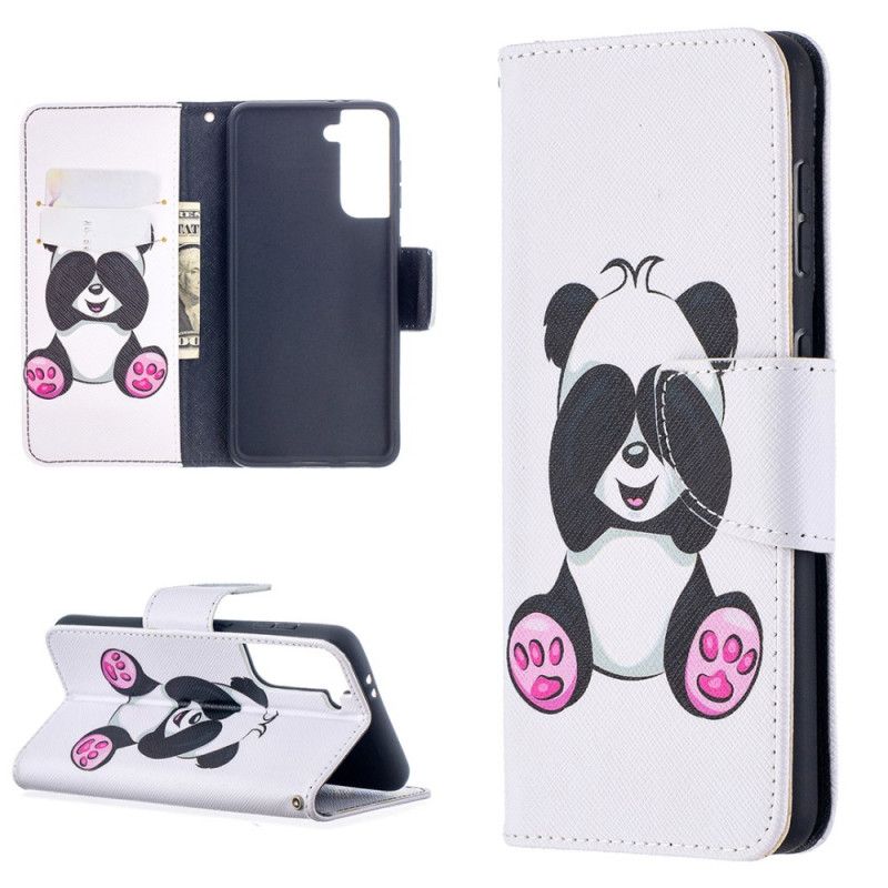 Flip Cover Læder Samsung Galaxy S21 5G Sjov Panda