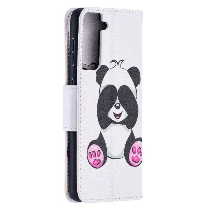 Flip Cover Læder Samsung Galaxy S21 5G Sjov Panda