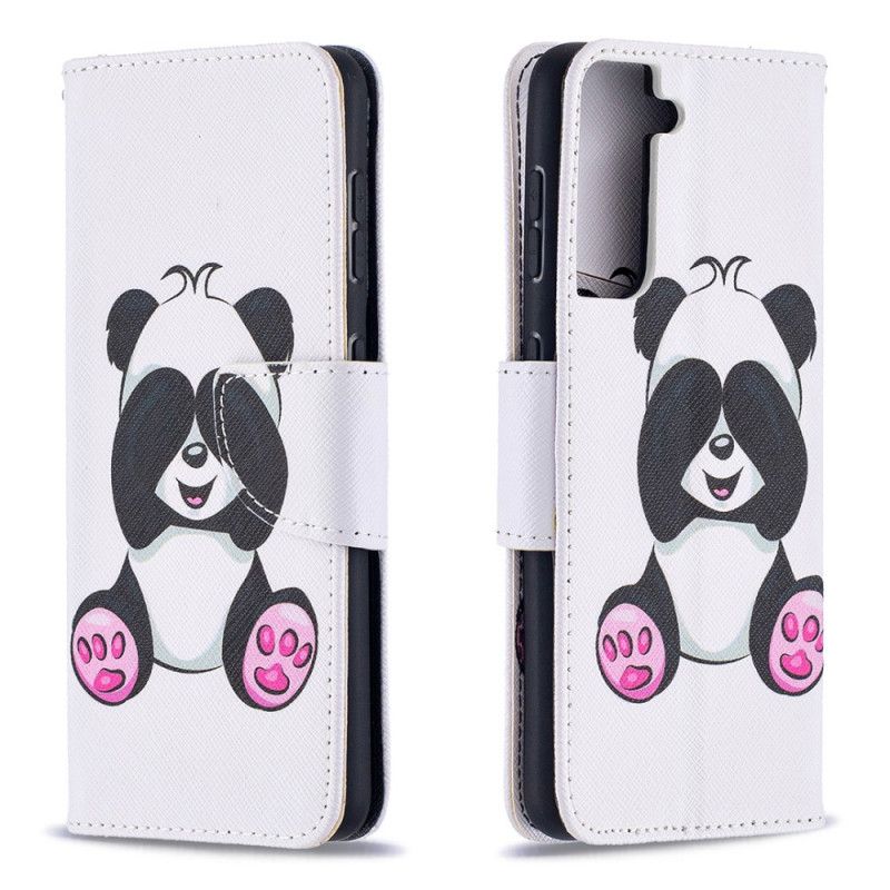 Flip Cover Læder Samsung Galaxy S21 5G Sjov Panda