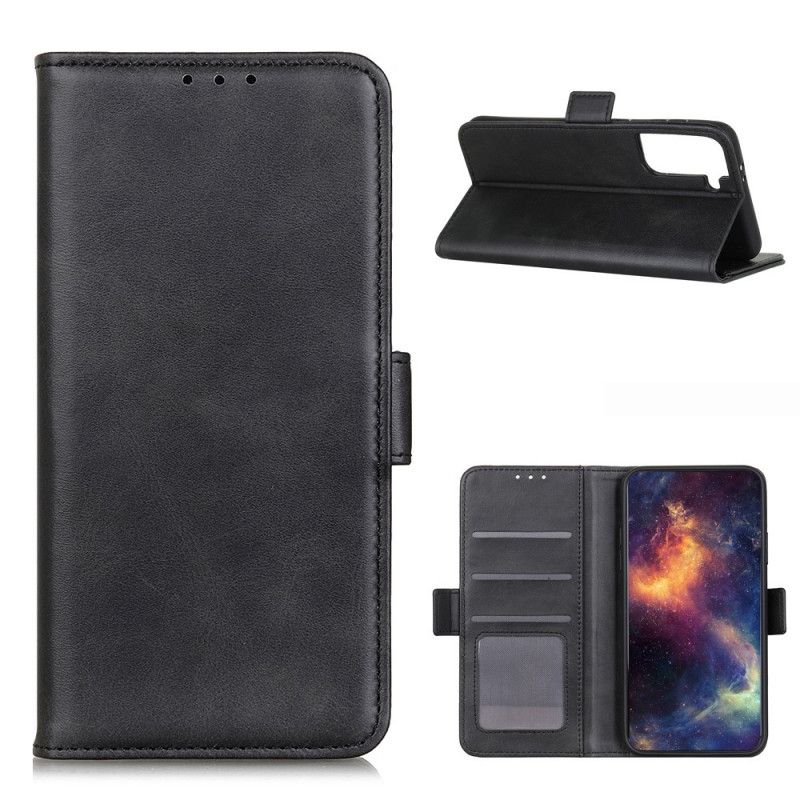 Flip Cover Læder Samsung Galaxy S21 5G Sort Dobbelt Flap