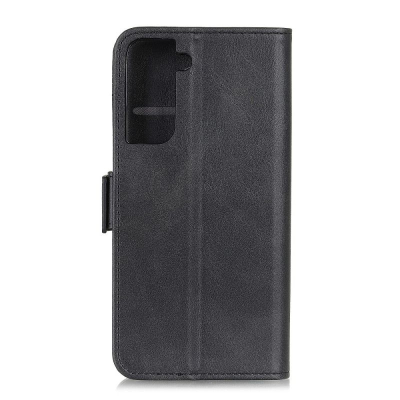 Flip Cover Læder Samsung Galaxy S21 5G Sort Dobbelt Flap