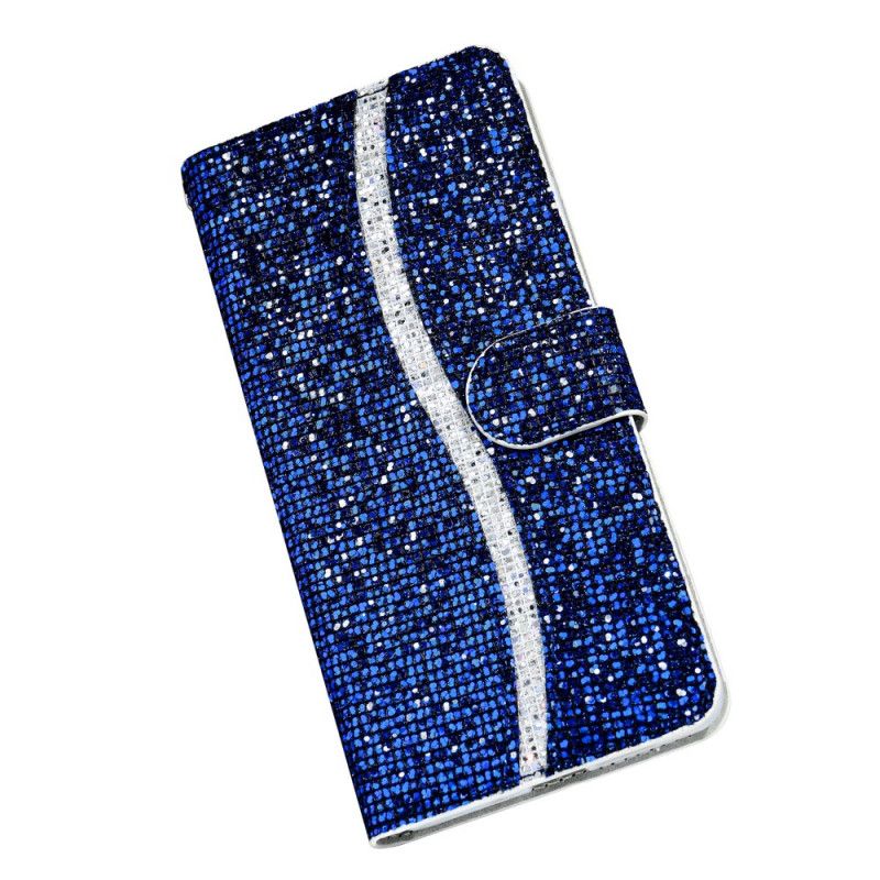 Flip Cover Læder Samsung Galaxy S21 5G Sort Glitter Design Original