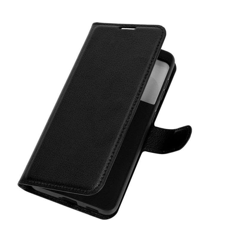 Flip Cover Læder Samsung Galaxy S21 5G Sort Klassisk Lychee Imiteret Læder Original