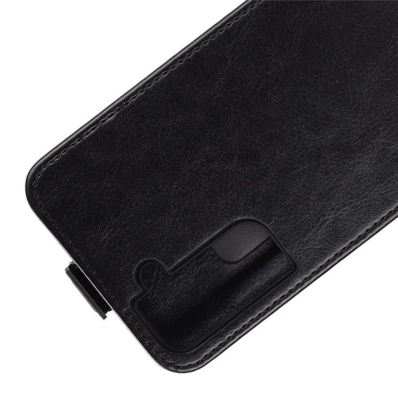 Flip Cover Læder Samsung Galaxy S21 5G Sort Lodret Lædereffektklap