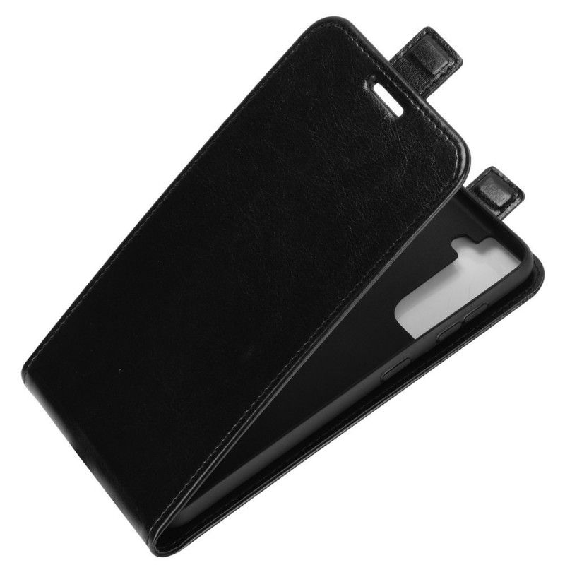 Flip Cover Læder Samsung Galaxy S21 5G Sort Lodret Lædereffektklap