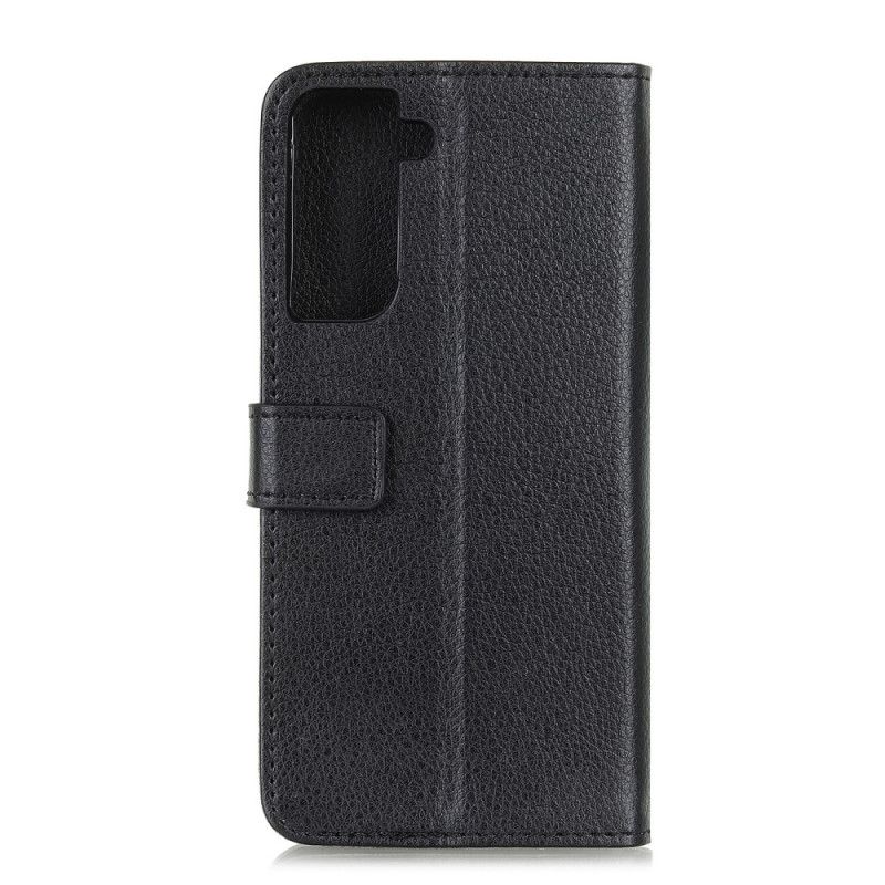 Flip Cover Læder Samsung Galaxy S21 5G Sort Traditionelt Litchi