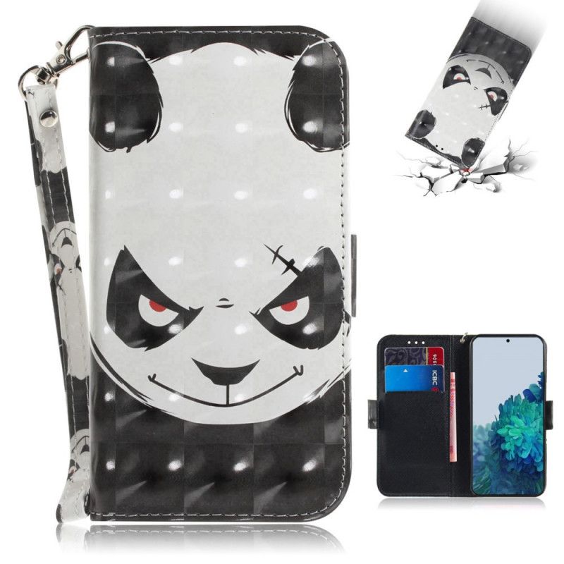 Flip Cover Samsung Galaxy S21 5G Hvid Panda Med Rem