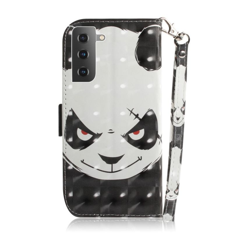 Flip Cover Samsung Galaxy S21 5G Hvid Panda Med Rem