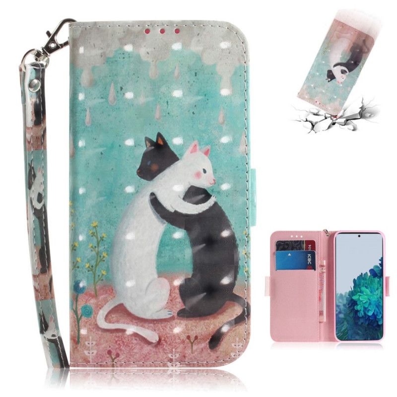 Flip Cover Samsung Galaxy S21 5G Kattevenner Med Rem