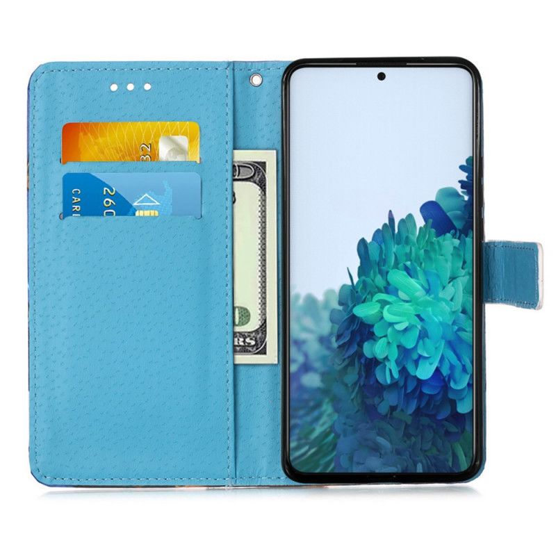 Flip Cover Samsung Galaxy S21 5G Mobilcover Gyldne Sommerfugle