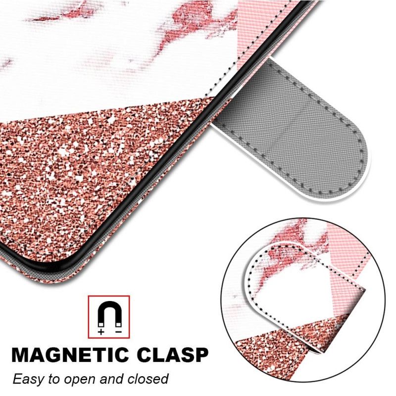 Flip Cover Samsung Galaxy S21 5G Mobilcover Trekant I Marmor Og Glitter