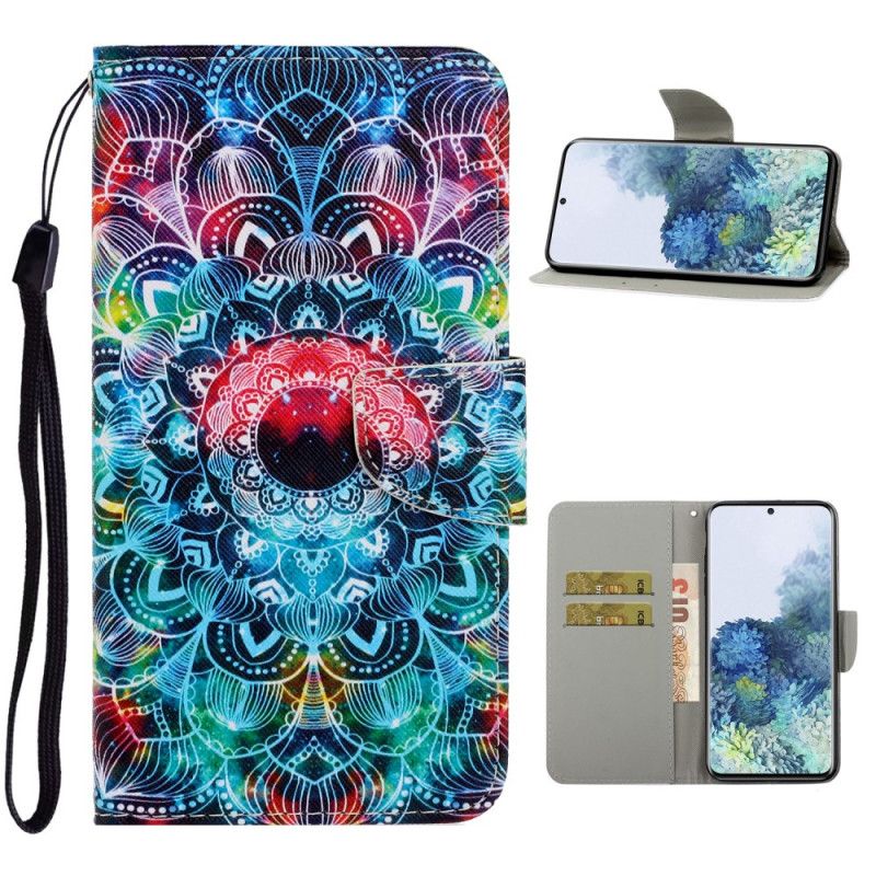 Flip Cover Samsung Galaxy S21 5G Prangende Mandala Med Rem