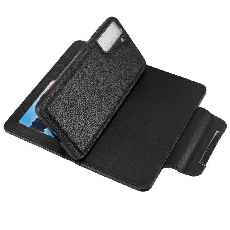 Flip Cover Samsung Galaxy S21 5G Sort Mobilcover Aftagelig Skal