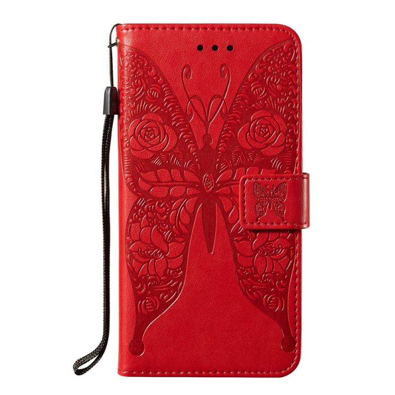 Flip Cover Samsung Galaxy S21 5G Sort Sommerfugl Blomstermønster