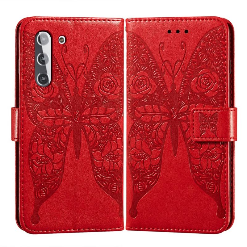 Flip Cover Samsung Galaxy S21 5G Sort Sommerfugl Blomstermønster