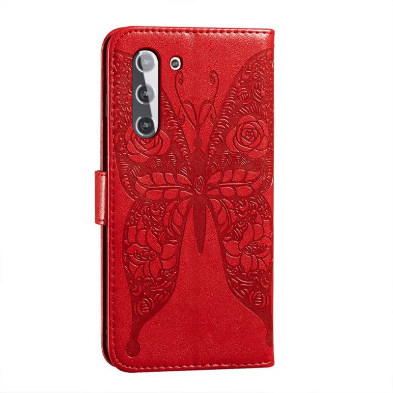 Flip Cover Samsung Galaxy S21 5G Sort Sommerfugl Blomstermønster