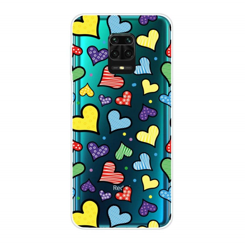 Cover for Xiaomi Redmi Note 9S / Note 9 Pro Flerfarvede Hjerter