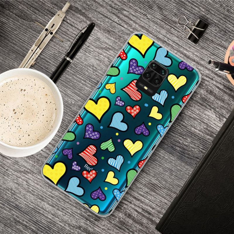 Cover for Xiaomi Redmi Note 9S / Note 9 Pro Flerfarvede Hjerter