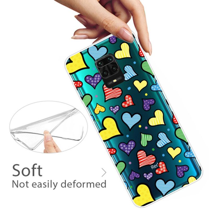 Cover for Xiaomi Redmi Note 9S / Note 9 Pro Flerfarvede Hjerter