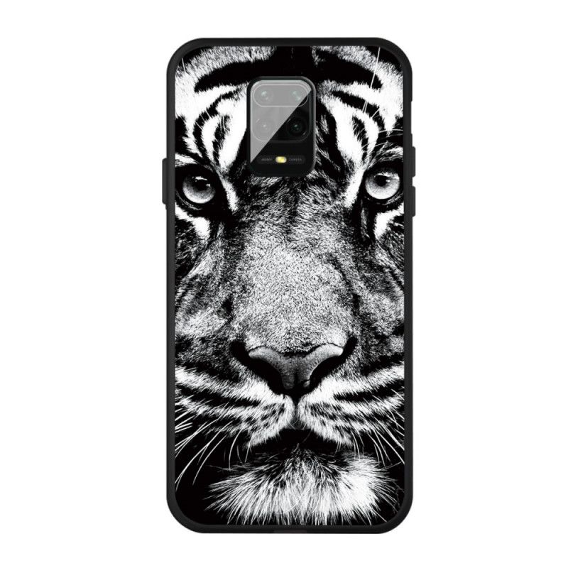 Cover Xiaomi Redmi Note 9S / Note 9 Pro Sort Og Hvid Tiger