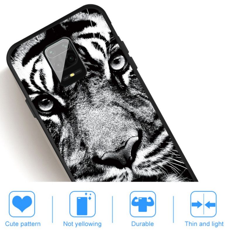 Cover Xiaomi Redmi Note 9S / Note 9 Pro Sort Og Hvid Tiger