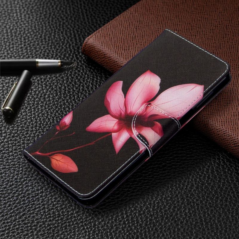 Flip Cover Læder for Xiaomi Redmi Note 9S / Note 9 Pro Lyserød Blomst