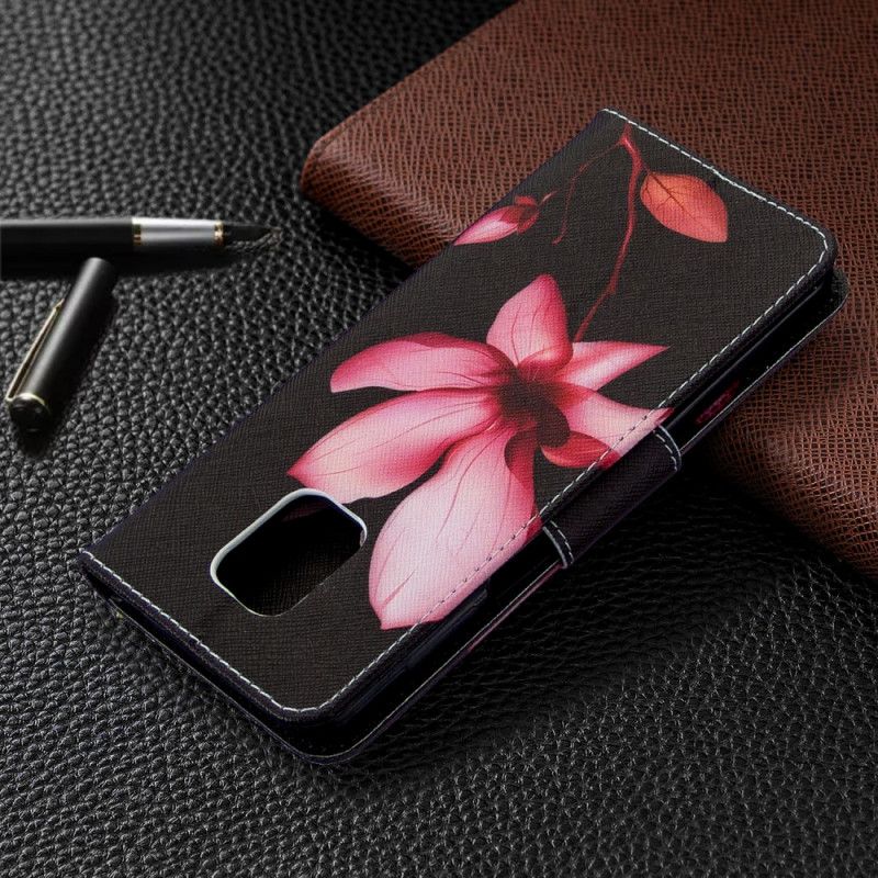 Flip Cover Læder for Xiaomi Redmi Note 9S / Note 9 Pro Lyserød Blomst