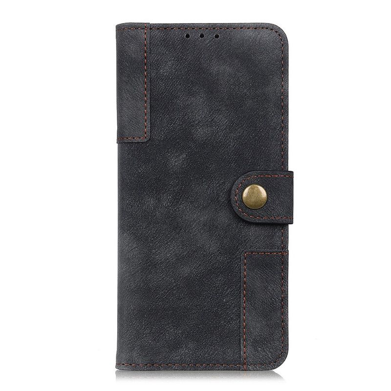 Flip Cover Læder for Xiaomi Redmi Note 9S / Note 9 Pro Sort Vintage Læder Og Nittestil