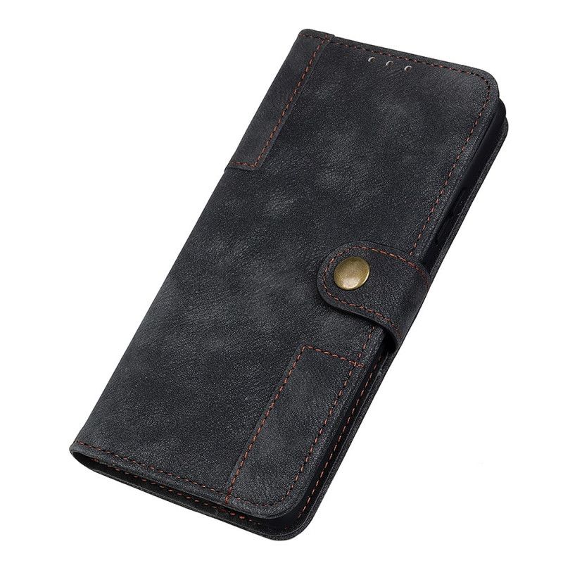 Flip Cover Læder for Xiaomi Redmi Note 9S / Note 9 Pro Sort Vintage Læder Og Nittestil